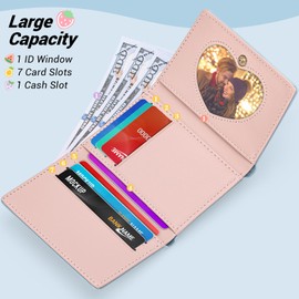 YINHEXI Wallet for Women, Women's Wallet Card Holder with Fruit Pattern, Small Trifold RFID Blocking Purse, Small Cute Leather Pocket Wallet, Baby Blue, Cute