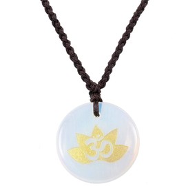 KYEYGWO Engraved Crystal Stone Necklace for Unisex Healing Chakra Amulet Pendant Necklace for Protection