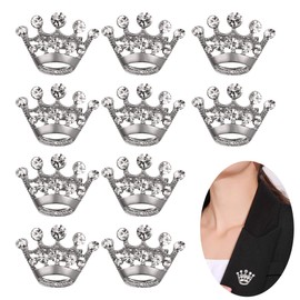 VICASKY 12pcs Crown Brooch Pin Crown Brooch Silver Crystal Brooches Scarves Buckle Collar Pin Crown Brooch Crown Brooch Gold Corsage Bouquet Kit Wedding Party Pageant Brooch, Alloy and crystal,