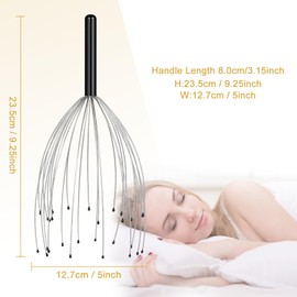Sancheay Head Massager, 28 Fingers Manual Scalp Head Scratcher, Handheld Scalp Massager for Deep Relaxation, Hair Stimulation and Stress Relief - Black