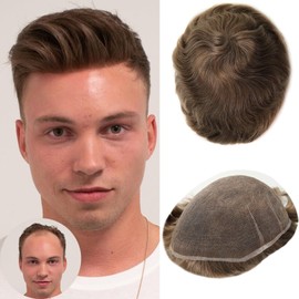 BEEOS Skinlike Full HD Lace Toupee Hair for Men, Invisible Single Knot #18 Blonde 8x10 Inch Base Size Mens Hair piece Mens Toupee