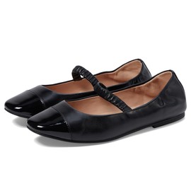Cole Haan Women's Yvette Maryjane Ballet Flat, Black Leather/Black Patent Leather, 7