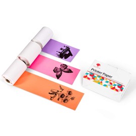 Phomemo Printer Paper Thermal Sticker Paper Black Character on Purple/Rose Red/Orange Bottom 50mm x 3.5m Compatible with Phomemo M832 M833 M02 M02S M02Pro M03 M04 Printer 3-Rolls