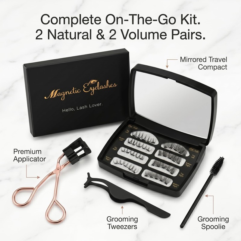 Magnetic Eyelashes with Applicator - No Eyeliner Needed 3D Magnetic