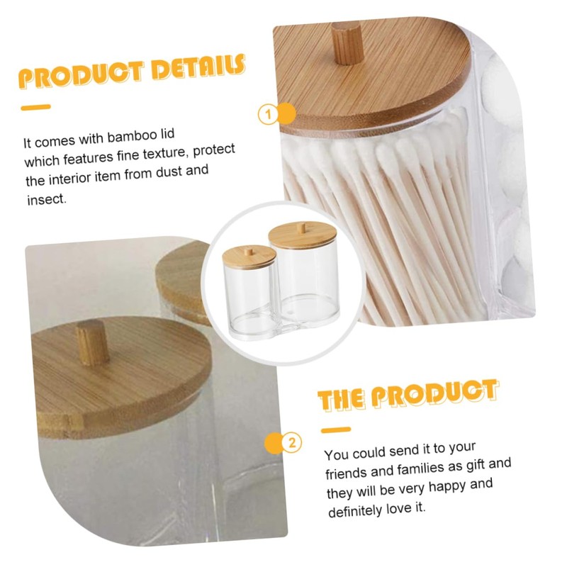 WOONEKY Make up Brush Storage Bamboo Lids Swab Organizer Home