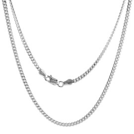 Sterling Silver 2.7mm Miami Cuban Link Chain Necklace Domed Surface Nickel Free Italy 20 inch