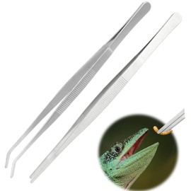 2-Pack 30cm Stainless Steel Extra Long Tweezers – Straight & Curved Precision Tongs with Serrated Tips – Ideal for Reptile Feeding, Cooking, Aquascaping, Terrariums, Labs, Gardens & Kitchen Use