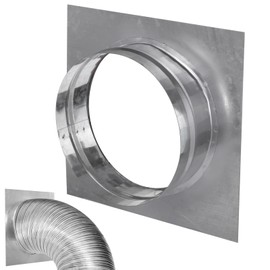yeesport 6 In Duct Connector Flange, Anti-Rust Galvanized Iron Duct Connector, Round Pipe Connector with Square Base, Straight or Flex Pipe Flange for Heating, Cooling