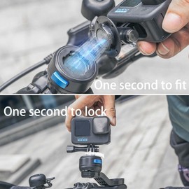 FUJING Magnetic Quick Release Mountain Bike Handlebar Holder Mount for Gopro Hero 13/12/11/10/9/8/7/6/5 Black, DJI Osmo Action 5 pro/4/3,Insta 360 ONE R/AKASO and More