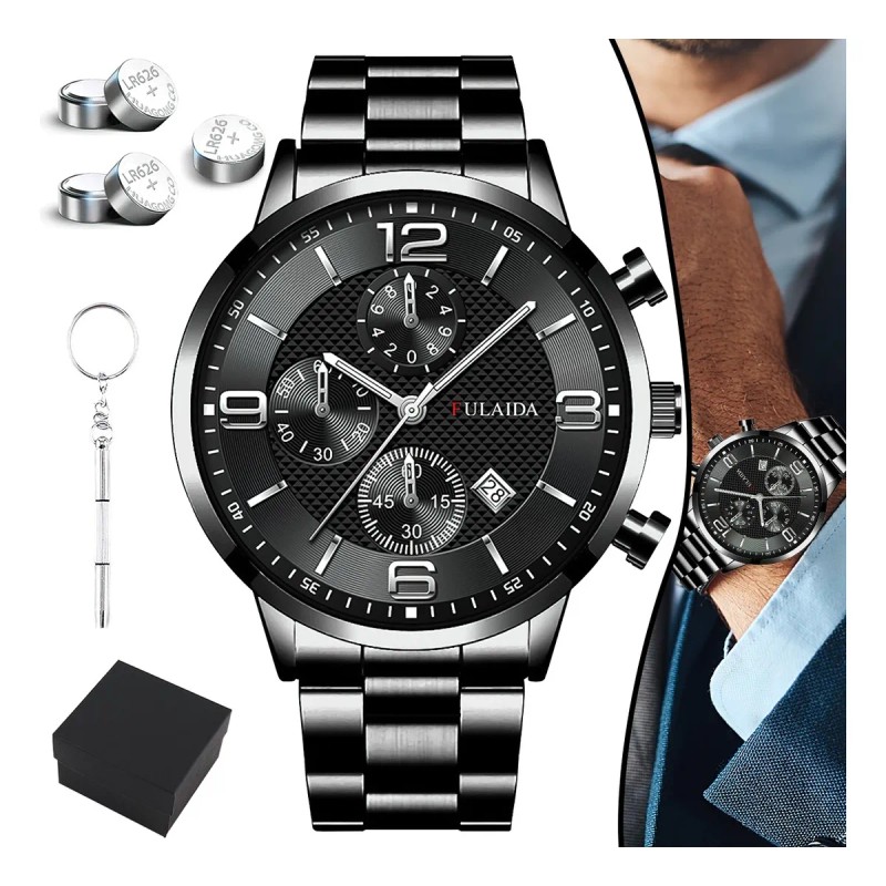7pcs Reloj De Hombre Con Correa De Metal Con Fecha