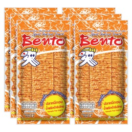 Bento Thai Snack Box Dried Squid Seafood, Flavor - Namprik Thai Original (Orange), 18 g x 6 Bag (Pack of 6)