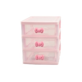 Lovely Pink Receiving Storage Cabinets Box With Multi-layers And Pink Bowknot Handle (Three layers (7.06 x 5.22 x 6.09 inches))