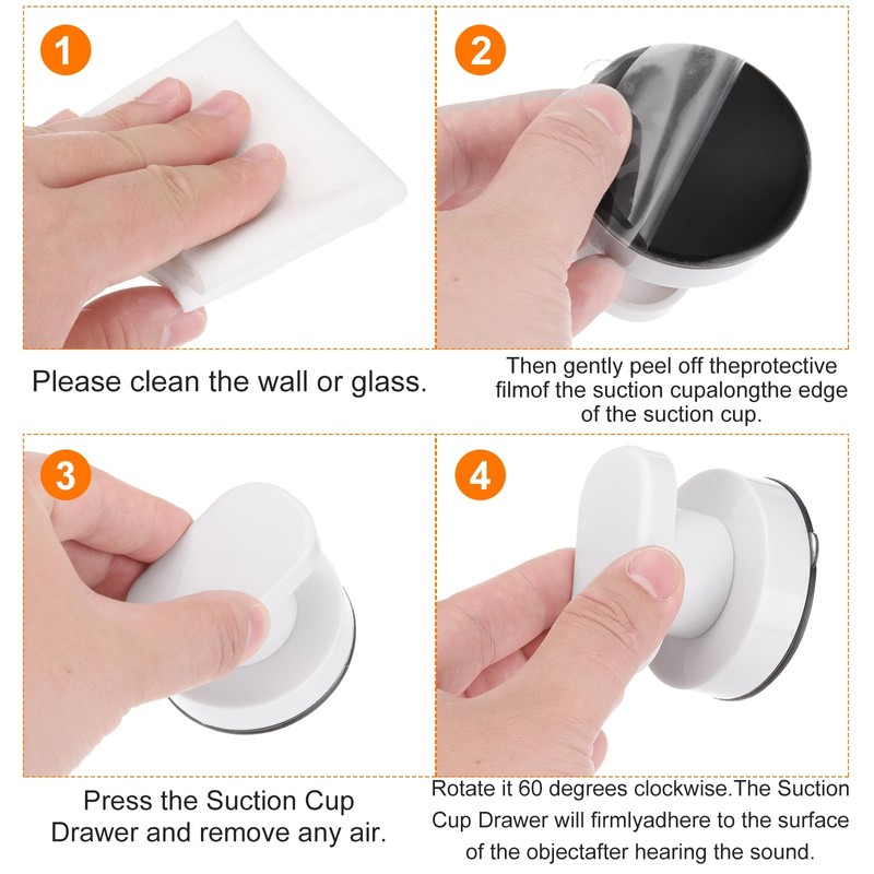 uxcell 2Pcs Suction Cup Glass Mirror Door Handle, Door Shower