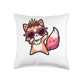 Cat Heart Shape Sunglasses Dabbing Dance Lover Throw Pillow