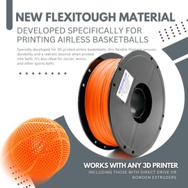 WISDREAM FlexiTough Flexible Filament Developed Specifically for Printing Airless Basketballs,1.75mm,1KG (2.2lbs),Compatible with Most FDM Printers,Orange