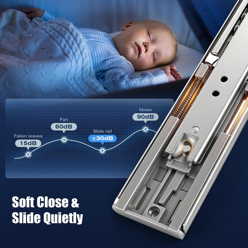 VITERLYNX Thickened 200Lbs Soft Close Heavy Duty Drawer Slides 1