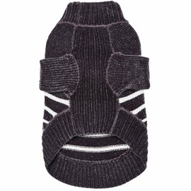 Blueberry Pet Cozy Soft Chenille Classy Striped Dog Sweater in Chic Grey, Back Length 12", Pack of 1 Clothes for Dogs