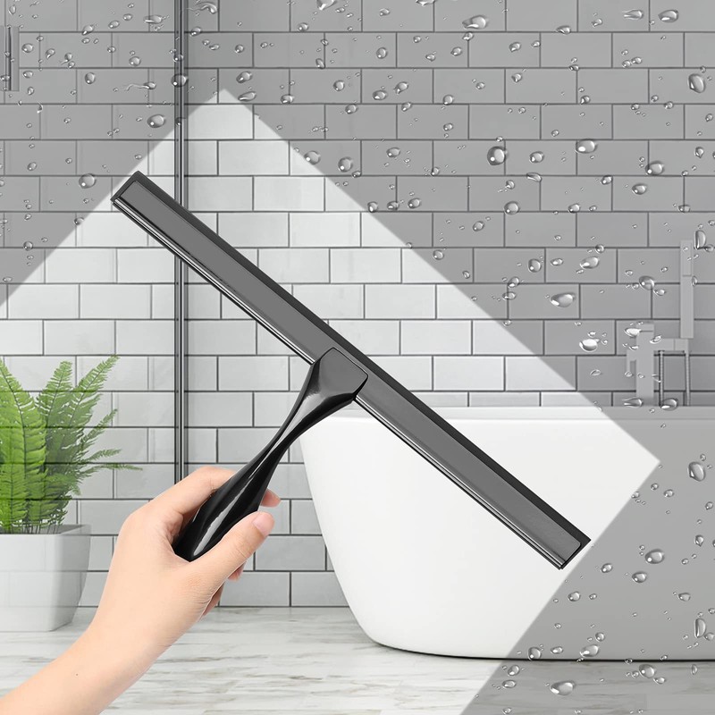 Simtive 12-Inch Shower Squeegee Set, Includes Shower Door Hook and