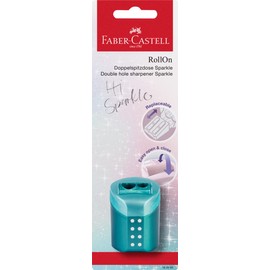 Faber-Castell Double Hole Sharpener RollOn Sparkle, Blister Card of 1 - Assorted Colours