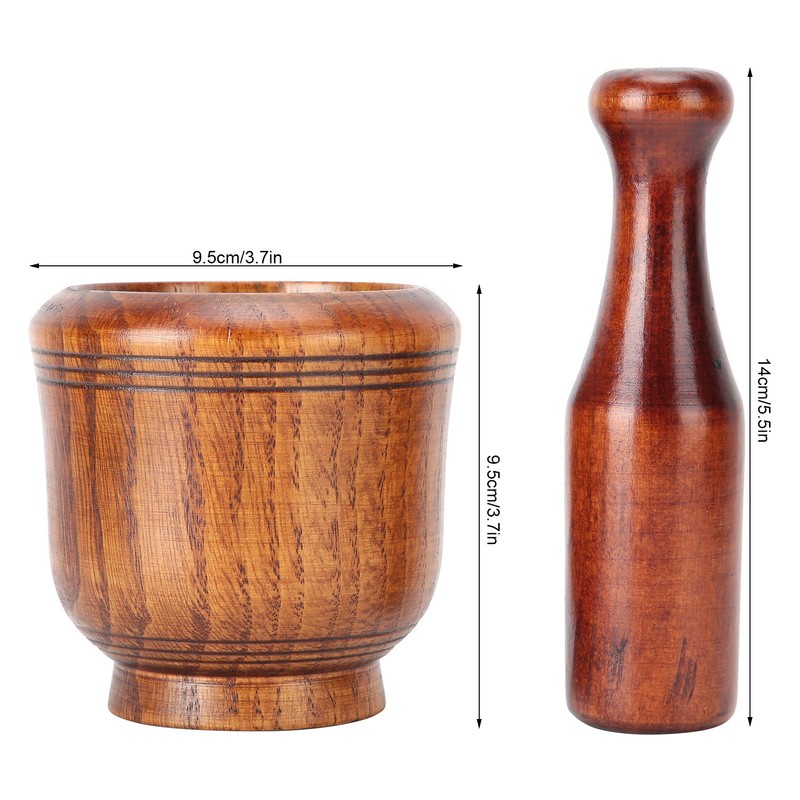 Wooden Grinding Bowl Household Kitchen Manual Garlic Ginger Spices Grinder