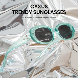 Cyxus Sunglasses for Women Men Trendy Sunglasses UV Protection for Outdoor（Blue 1149J85