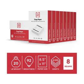 Staples TRU RED 8.5 x 11-Inch Copy Paper, 20 lbs., 92 Bright, 500 Sheets/Ream, 8 Reams/Carton (TR59702)