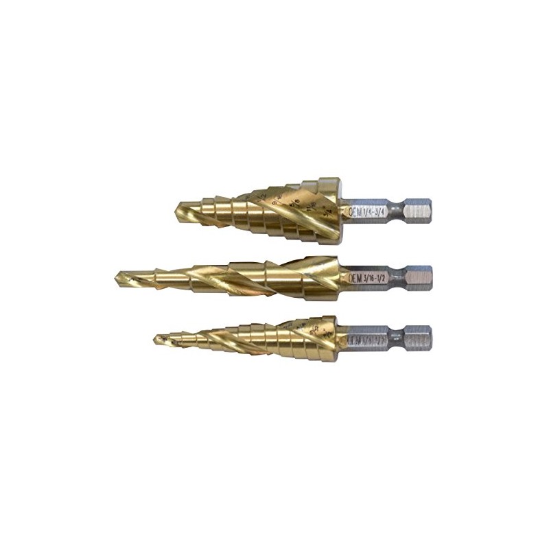 OEMTOOLS 24372 Spiral Step Drill Set, 3 Piece Set HSS