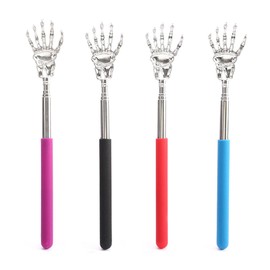 Samcos Grandson Hand Set of 4, Telescopic Back Scrubbing Brush, Easy to Carry, Stainless Steel, Reach Itchy Places (4 Colors)