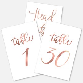 SHIDOW Rose Gold Table Numbers for Wedding Reception, Rose Gold Table Number Cards, for Weddings, Bar Mitzvah, Quinceanera Decorations, Restaurant, 4x6 inch Double Sided