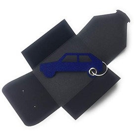 Felt Keyring Vehicles Cars in Blue. Made from Felt for the Key Ring + eFuture's nice Keyring. FREE filzschneider. de Postcard 'Danke', practical gift. Made in Germany.