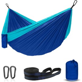 CZ-XING Hammock Camping, Portable Single/Double Hammocks for Outdoor Hiking Travel Backpacking With Nylon Color Matching Hammock High Strength Parachute Fabric Hanging (Blue)