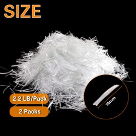 ZENFUN 4.4 Lb Fiberglass for Concrete Cement, 3/4"(19mm) Length Fiberglass Chop Strands for Mortar Concrete Reinforcement, Fiber Additive White Fiber Glass for Building Walls Garden Floor