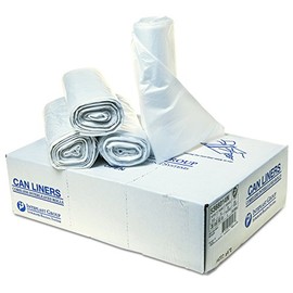 Inteplast Group S366017N 55 Gallon Capacity, 60" Length x 36" Width x 17 Mic Thickness, Natural Color, HDPE Commercial Coreless Institutional Trash Can Liner (Case of 8 Roll, 25 Bags per Roll)