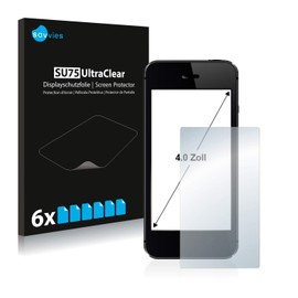 Savvies 6 Pack 4" Screen Protector for Smartphones and Mobile Phones with 4.0 inch (10.2 cm) [89 x 50.2 mm, 16:9] Protection Film Clear