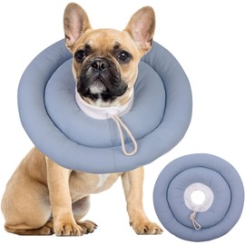IDOMIK Dog Recovery Collar, Waterproof Soft Dog Cone After Surgery, Comfy Protective Elizabethan Collar Alternative for Dogs Cats, Adjustable Pet Neck Donut Cone Anti-Licking Biting Wounds,Blue,L