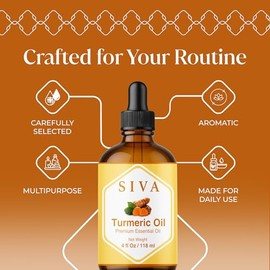 SIVA ORGANICS Aceite Esencial De Cúrcuma Siva - 4 Fl Oz - Aceite De Cúrcuma Natural - Para Difusor, Rostro, Cuidado De La Piel, Aromaterapia, Cuidado 