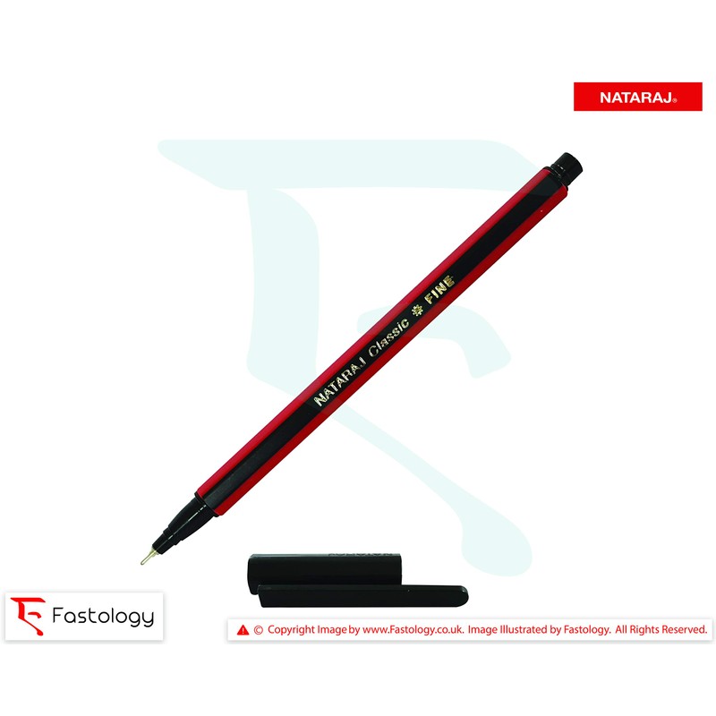 NATARAJ 20 x 0.7mm Fine Tipped Classic BLACK Ballpoint Pens
