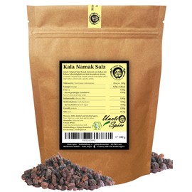 UNCLE SPICE® Kala Namak Salt from India - 180 g Black Salt, Original Himalayan Black Salt - Gourmet Salt, Rock Salt, Black Salt as a Vegan Alternative to Egg, Gift Idea