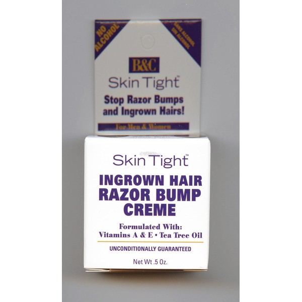 B&C Skin Tight Ingrown Hair Razor Bump Creme for men & women W/vitamins A&E Tea Tree Oil 0.5 oz
