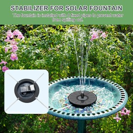 Yzert - Fuente solar de vidrio de alta eficiencia mejorada 2024, fuentes solares de baño de pájaros con flores sin batería, fuente de bomba de agua solar para pájaros o jardín, estanques pequeños