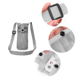 Hoshisea 2 Pieces Water Bottle Holder, Mesh Water Bottle Covers, Mesh Water Bottle Cover, with Adjustable Shoulder Strap, Lightweight Sling Water Bottle Bag Sleeves for Sports, Hiking, Camping, black