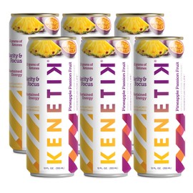 KENETIK Nootropic Ketone Drink, Ketones for Energy & Focus, Caffeine & Sugar Free, High Performance D-BHB Ketone Mix, Fuel w/Zero Crash or Jitters, Ready to Drink - Pineapple Passionfruit 6 Pk
