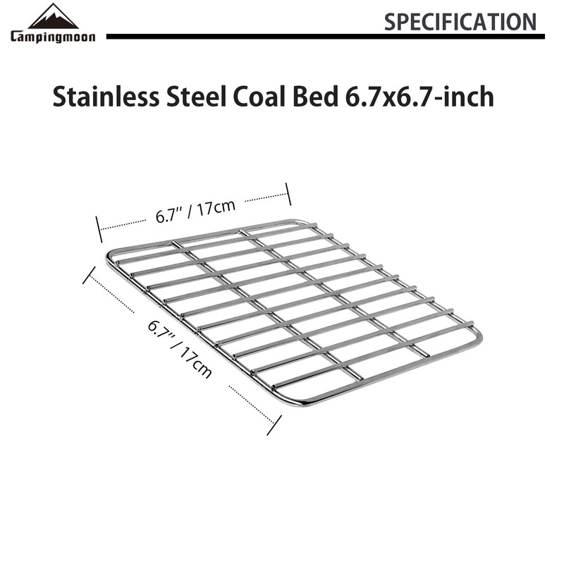 CAMPINGMOON Coal Bed Charcoal Fire Grate Grill Grates Replacement Stainless