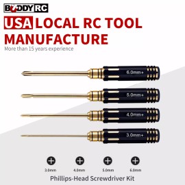 Buddy RC Phillips-Head Screwdriver Set Titanium Nitride Coated Repair Tools Kit(4PCS)