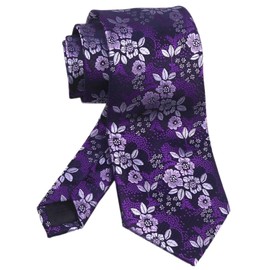 Men's Classic Dark Purple Silk Ties Violet Floral Jacquard Woven Dress Business Designer Neckties