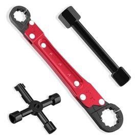 Herramientas de Fontanería Juego de Llaves de Tope Angular - Juego de Herramientas de Fontanero de 3 Piezas con Extractor de Manguito de Compresión y Llave de Grifo Exterior de 4 Vías - Se