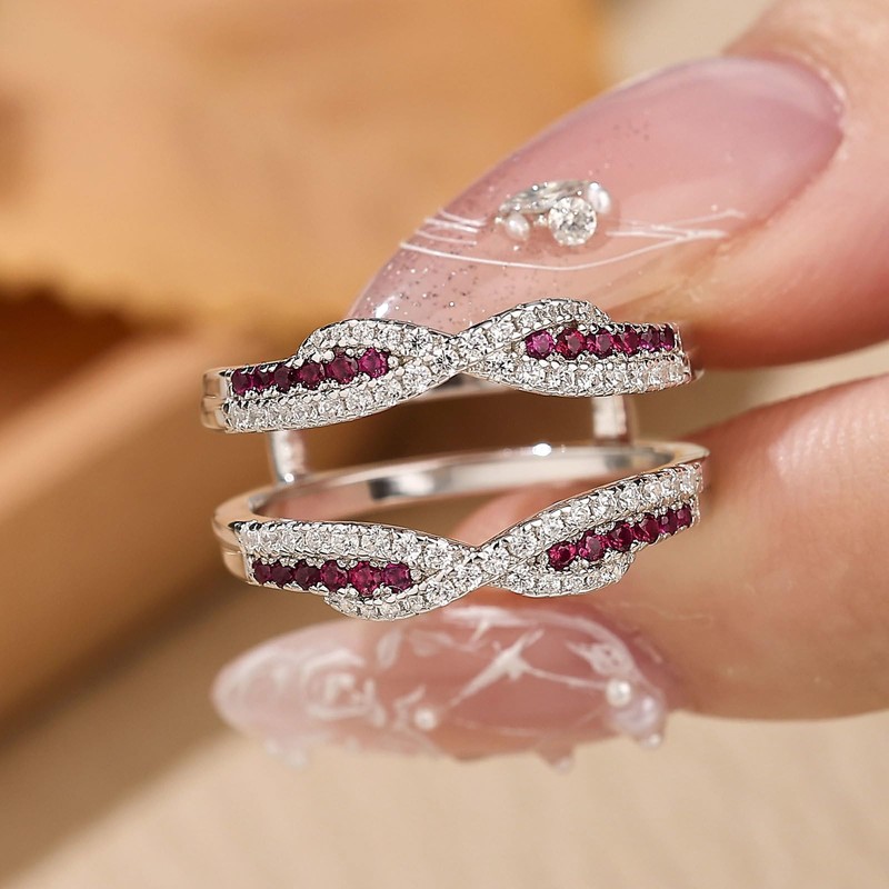 SHELOVES Ruby White CZ Ring Enhancer for Engagement Ring Wedding