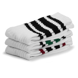 BomKinta Striped Crew Socks Women - Retro Novelty Socks - Stretchy Casual Athletic Cotton Sock Size 5-11 3 Pairs White Mix Color 2