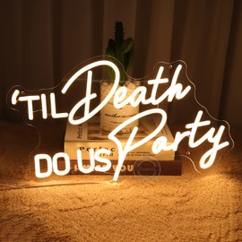 Britrio Til Death DO US Party Neon Light Sign for Wedding Reception Party Bridal Shower Backdrop Bedroom Wall Decor Light Birthday Gift 5V USB Powered with Dimmer Switch 17 IN Warm White