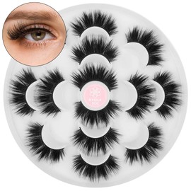 DYSILK Fluffy Lashes Mink Eyelashes - Mink Lashes Fluffy 7 Pairs 8D Faux Mink Eyelashes Wispy Fluffy Natural Look False Eyelashes Long Lashes Pack Mink Lashes Soft Reusable Eye Lashes | Slay 18mm